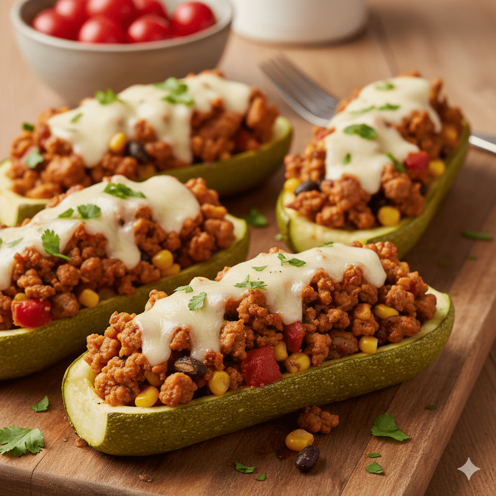  Barquitos de Calabacín (Zucchini) Rellenos de Pavo