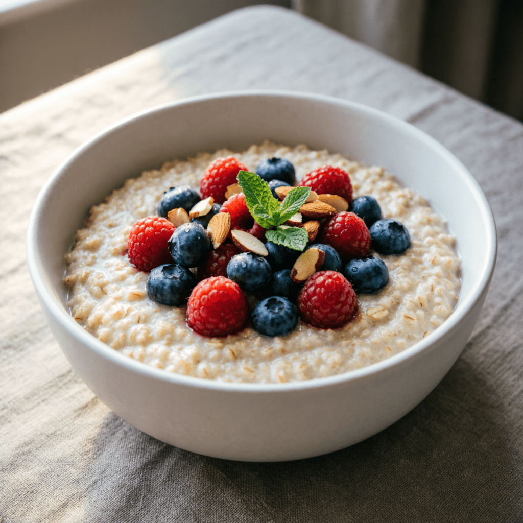 Tazón de Avena Proteica (Porridge) con Frutos Rojos