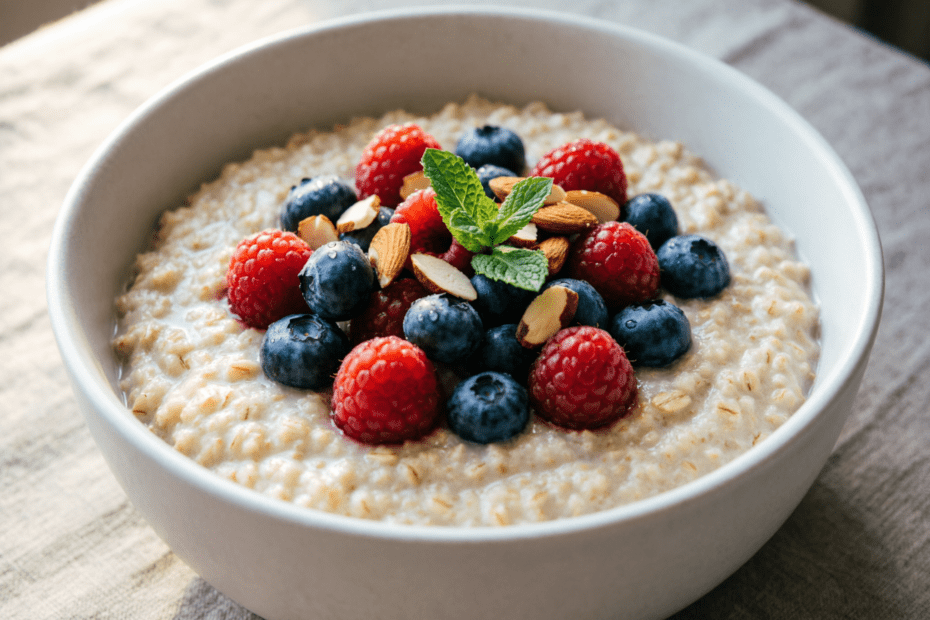 Tazón de Avena Proteica (Porridge) con Frutos Rojos