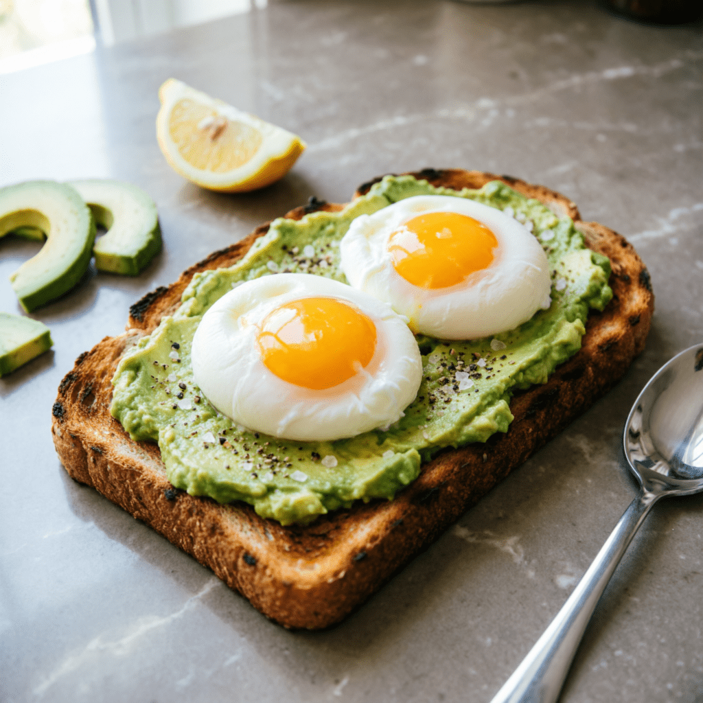  Tostada Integral con Aguacate y Huevos Poché